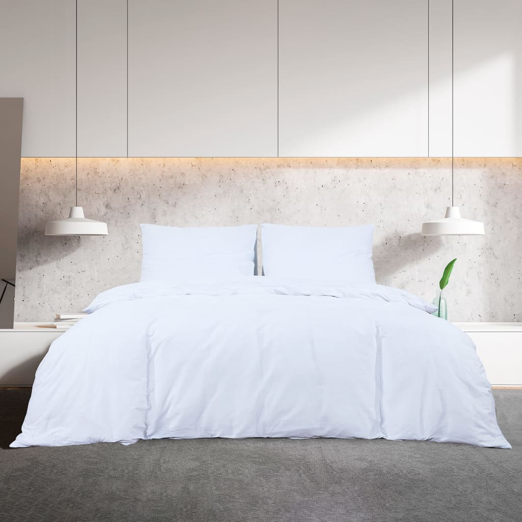 vidaXL Duvet Cover Set White 200x200 cm Cotton - OLBRIT