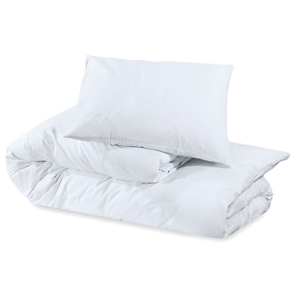 vidaXL Duvet Cover Set White 200x200 cm Cotton - OLBRIT