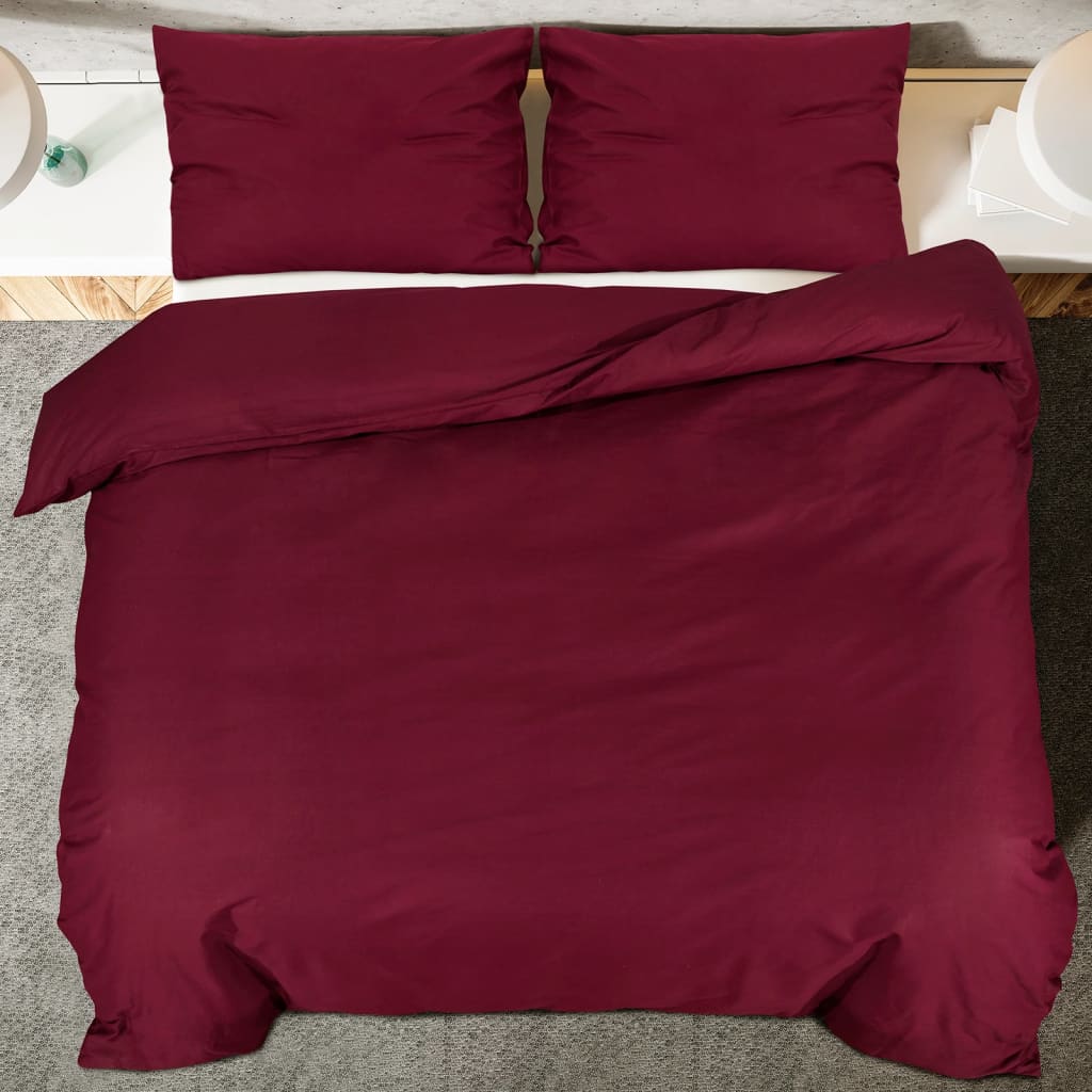 Duvet Cover Set Bordeaux 135x200 cm Cotton - OLBRIT