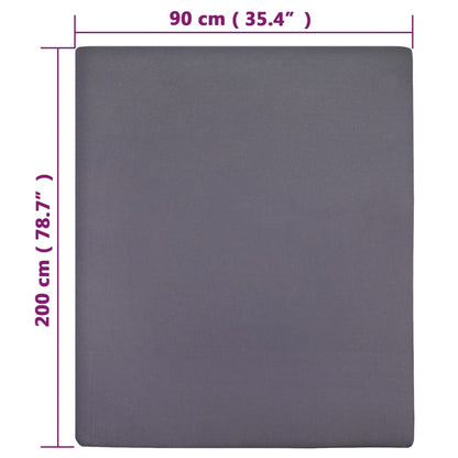 Jersey Fitted Sheets 2 pcs Anthracite 90x200 cm Cotton - OLBRIT