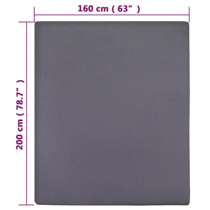 Jersey Fitted Sheet Anthracite 160x200 cm Cotton - OLBRIT