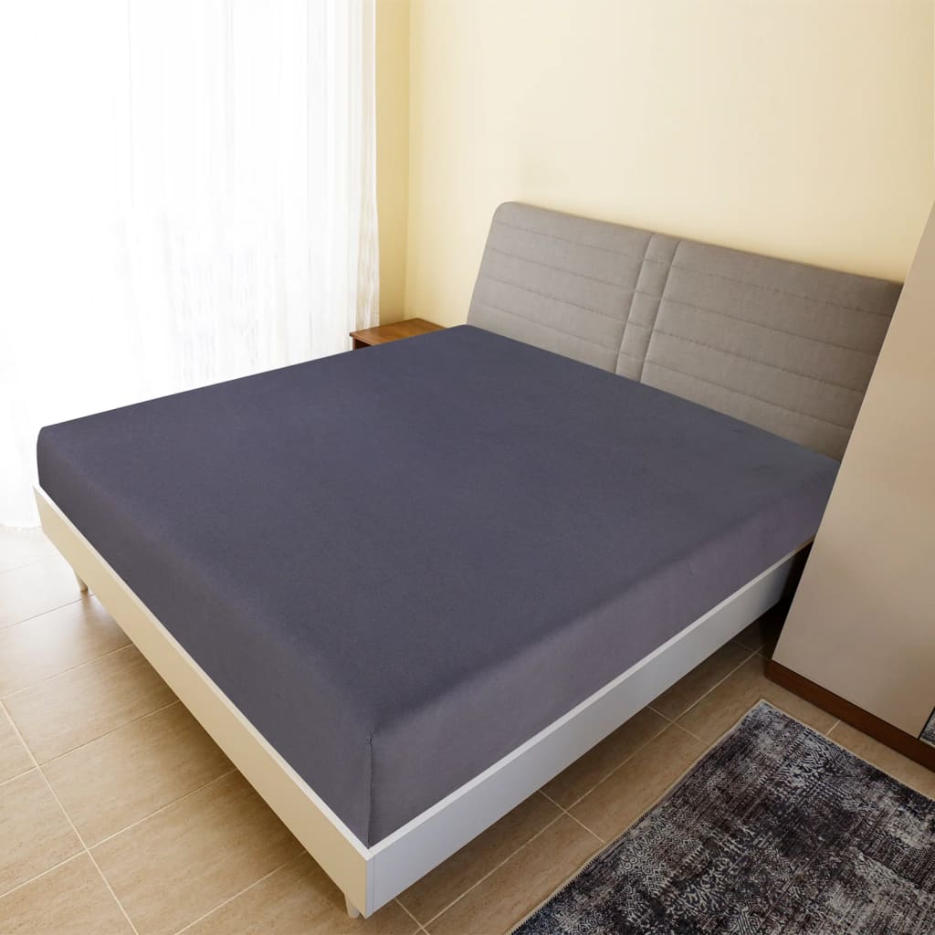 Jersey Fitted Sheet Anthracite 160x200 cm Cotton - OLBRIT