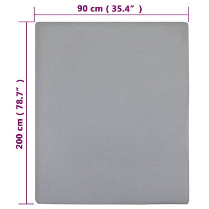 Jersey Fitted Sheet Grey 90x200 cm Cotton - OLBRIT