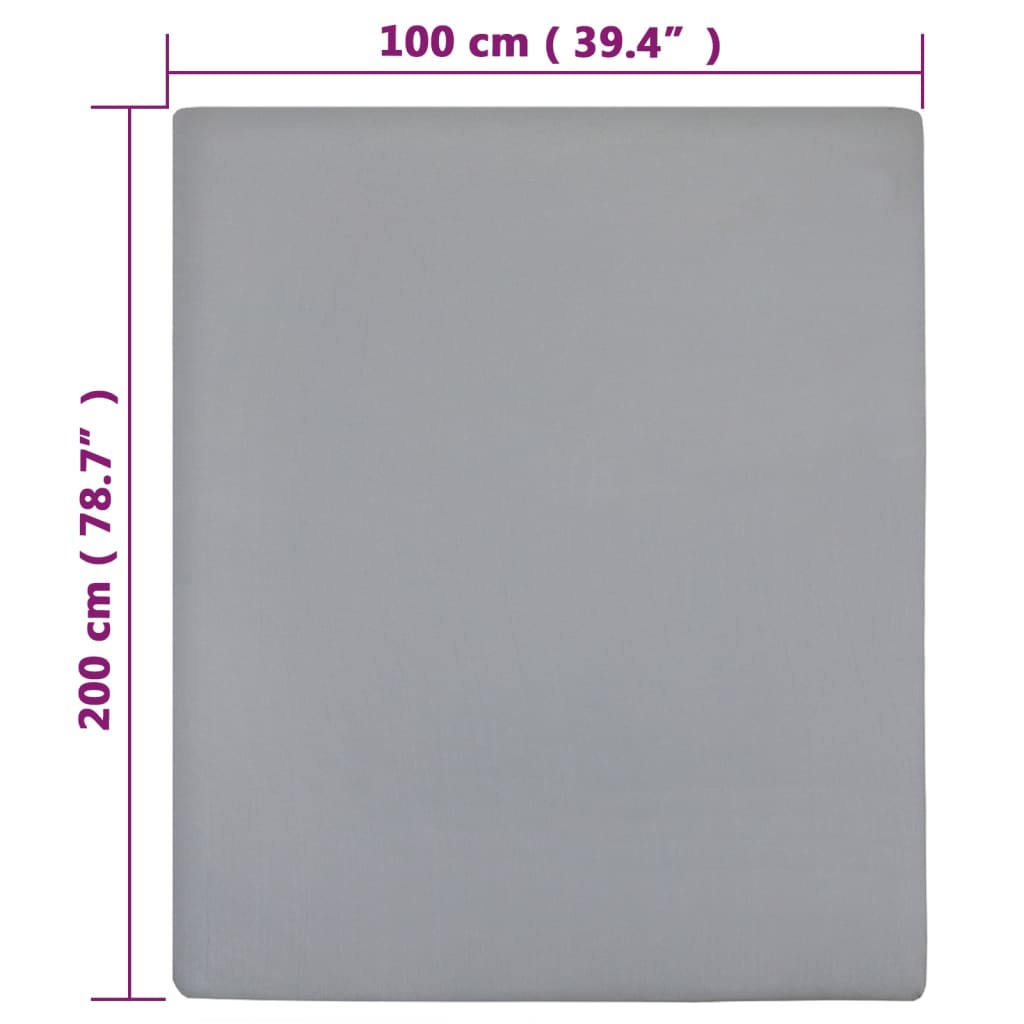 Jersey Fitted Sheet Grey 100x200 cm Cotton - OLBRIT