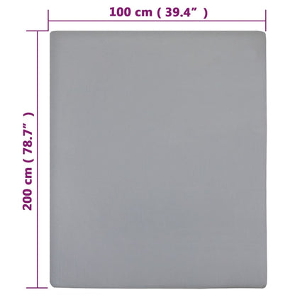 Jersey Fitted Sheet Grey 100x200 cm Cotton - OLBRIT