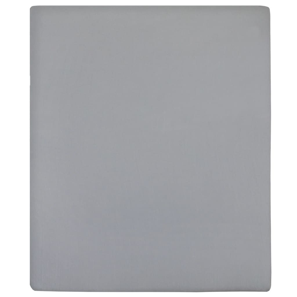 Jersey Fitted Sheet Grey 140x200 cm Cotton - OLBRIT