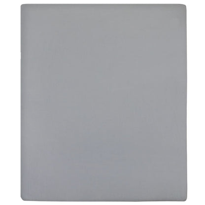 Jersey Fitted Sheet Grey 140x200 cm Cotton - OLBRIT