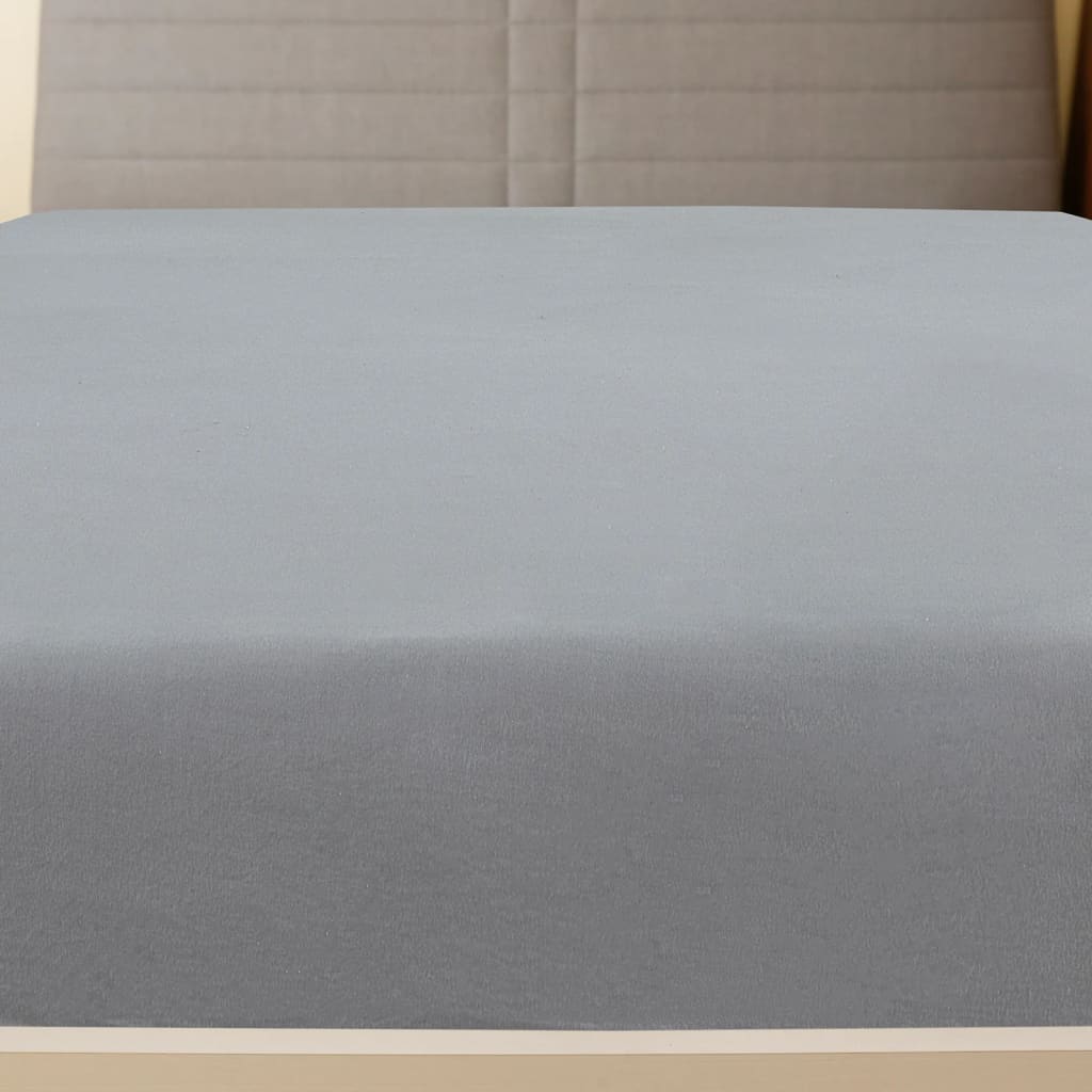 Jersey Fitted Sheet Grey 140x200 cm Cotton - OLBRIT