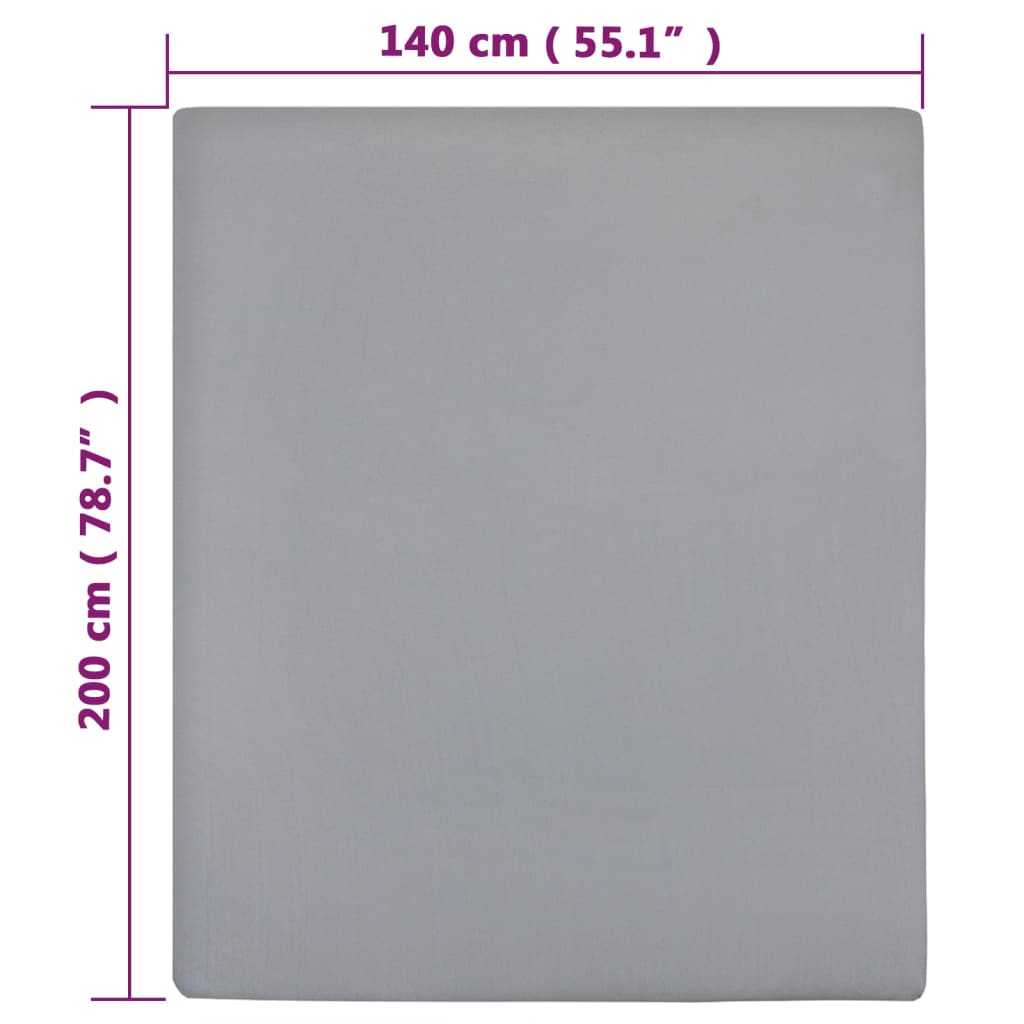 Jersey Fitted Sheets 2 pcs Grey 140x200 cm Cotton - OLBRIT