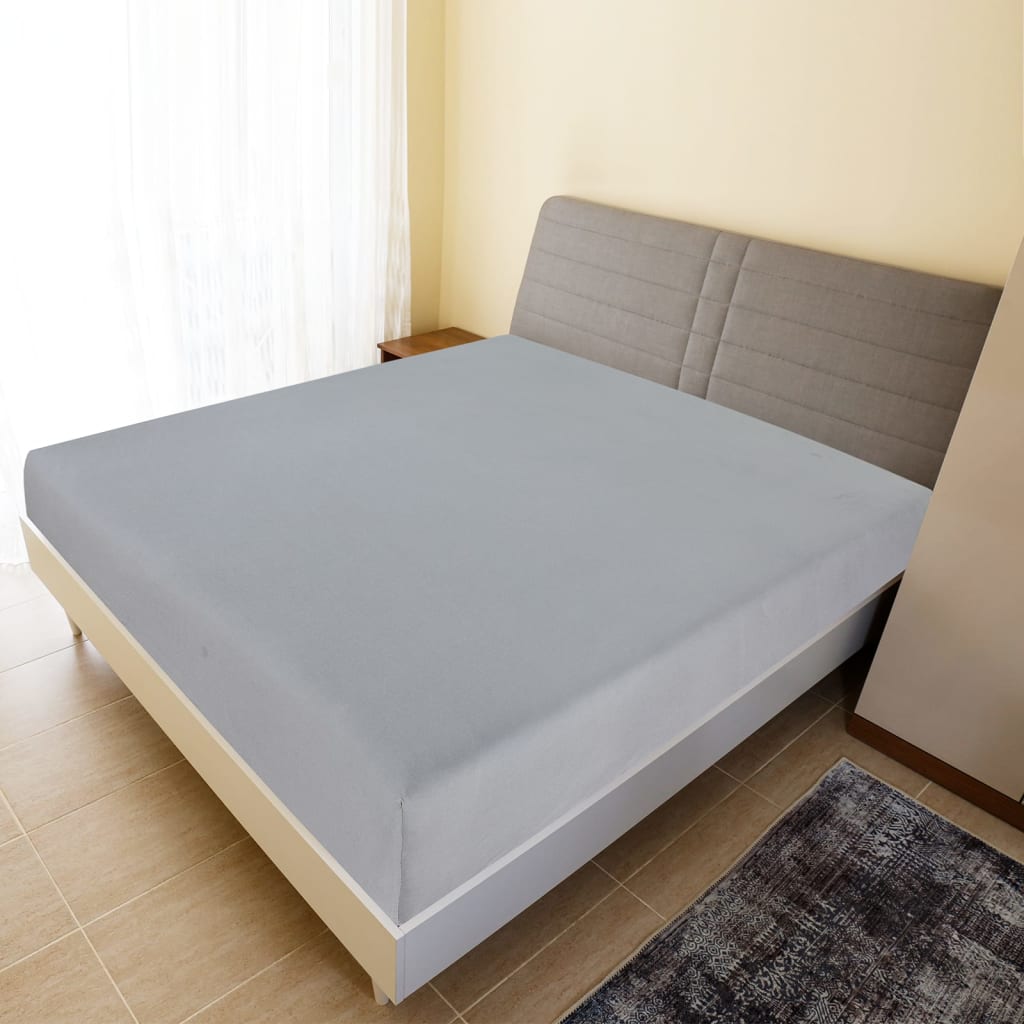 Jersey Fitted Sheet Grey 160x200 cm Cotton - OLBRIT