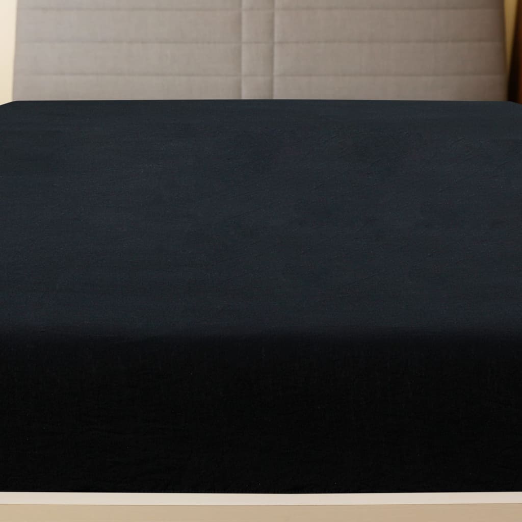Jersey Fitted Sheet Black 90x200 cm Cotton - OLBRIT