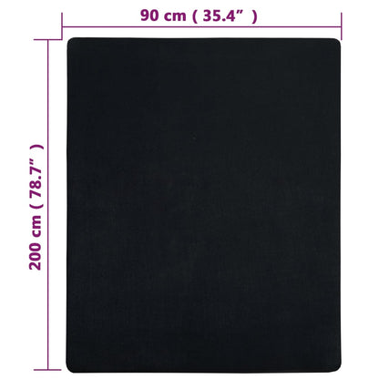 Jersey Fitted Sheet Black 90x200 cm Cotton - OLBRIT
