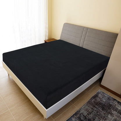 Jersey Fitted Sheet Black 90x200 cm Cotton - OLBRIT