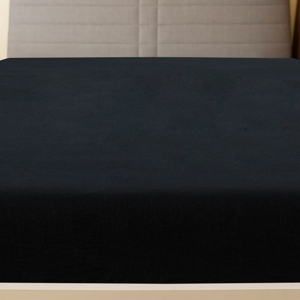 Jersey Fitted Sheets 2 pcs Black 90x200 cm Cotton - OLBRIT