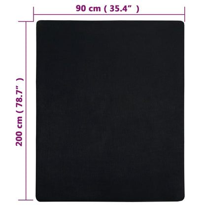 Jersey Fitted Sheets 2 pcs Black 90x200 cm Cotton - OLBRIT