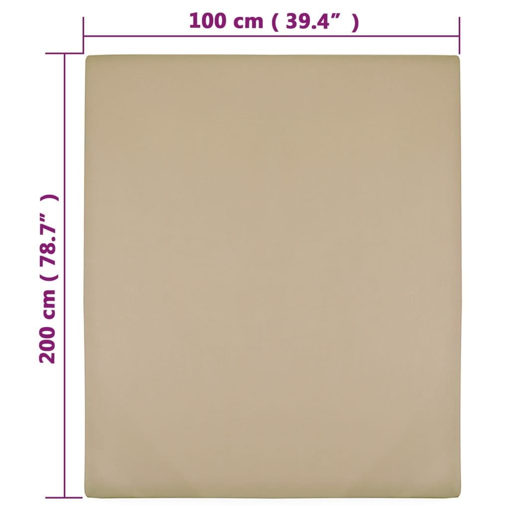 Jersey Fitted Sheet Taupe 100x200 cm Cotton - OLBRIT