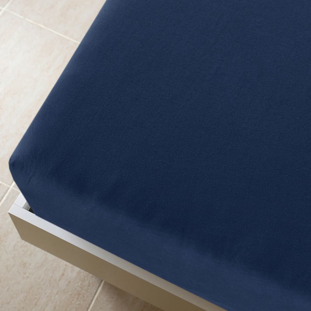 Jersey Fitted Sheet Navy Blue 100x200 cm Cotton - OLBRIT