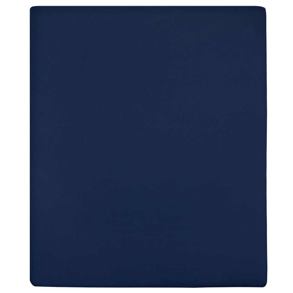 Jersey Fitted Sheets 2 pcs Navy Blue 140x200 cm Cotton - OLBRIT