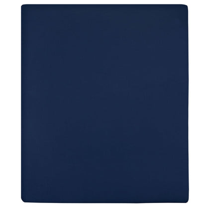 Jersey Fitted Sheets 2 pcs Navy Blue 140x200 cm Cotton - OLBRIT