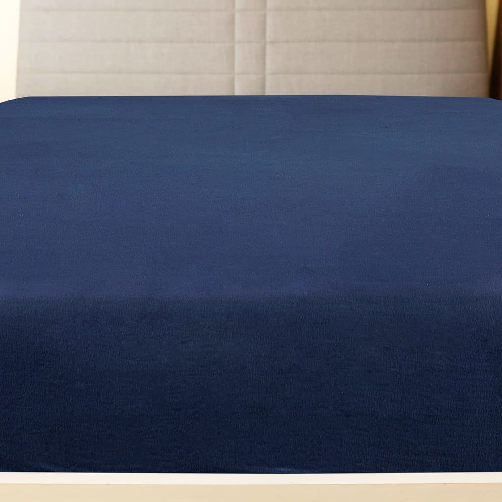 Jersey Fitted Sheets 2 pcs Navy Blue 140x200 cm Cotton - OLBRIT