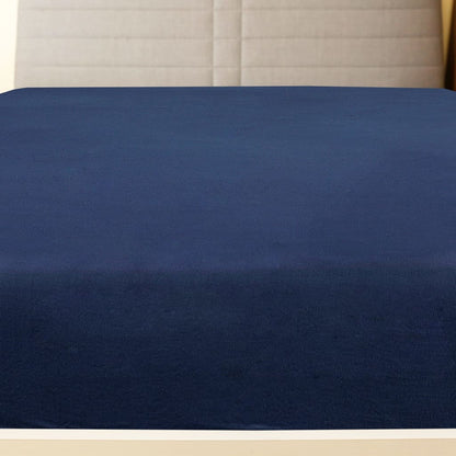 Jersey Fitted Sheets 2 pcs Navy Blue 140x200 cm Cotton - OLBRIT