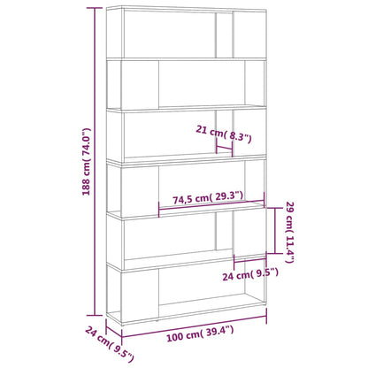 Book Cabinet Room Divider Sonoma Oak 100x24x188 cm - OLBRIT