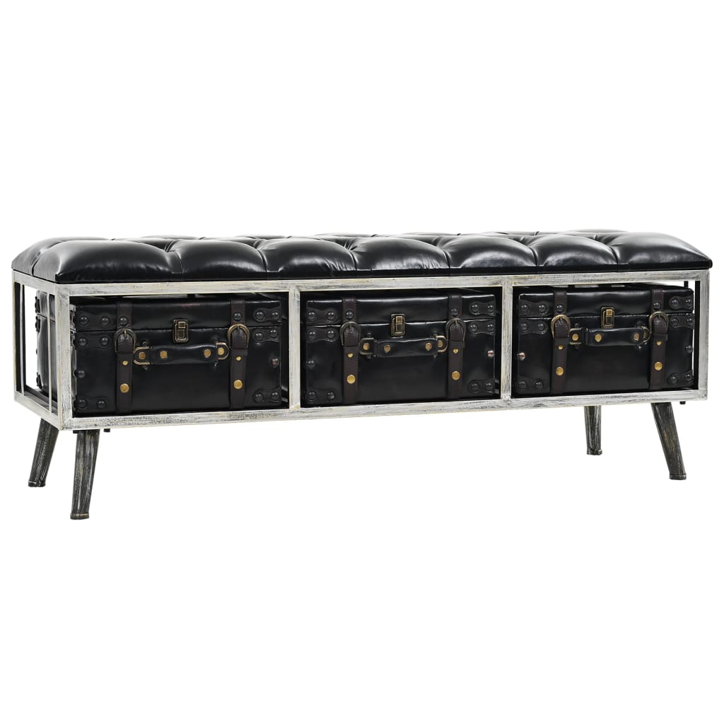 Storage Bench 110 cm Black Artificial Leather - OLBRIT