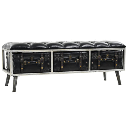 Storage Bench 110 cm Black Artificial Leather - OLBRIT