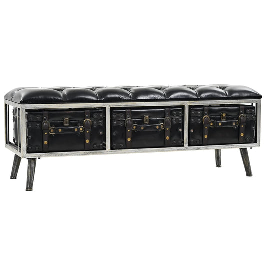 Storage Bench 110 cm Black Artificial Leather - OLBRIT