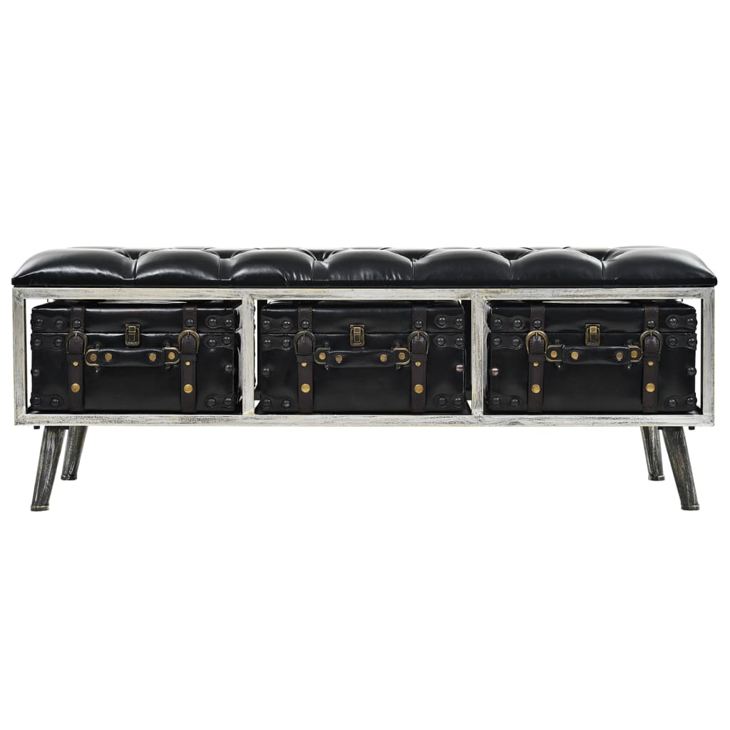 Storage Bench 110 cm Black Artificial Leather - OLBRIT