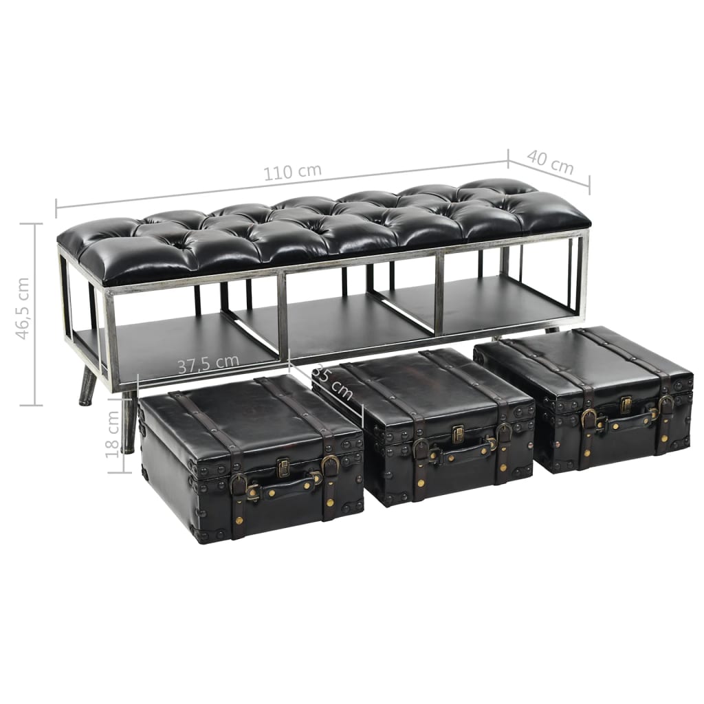 Storage Bench 110 cm Black Artificial Leather - OLBRIT