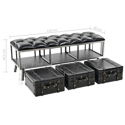 Storage Bench 110 cm Black Artificial Leather - OLBRIT