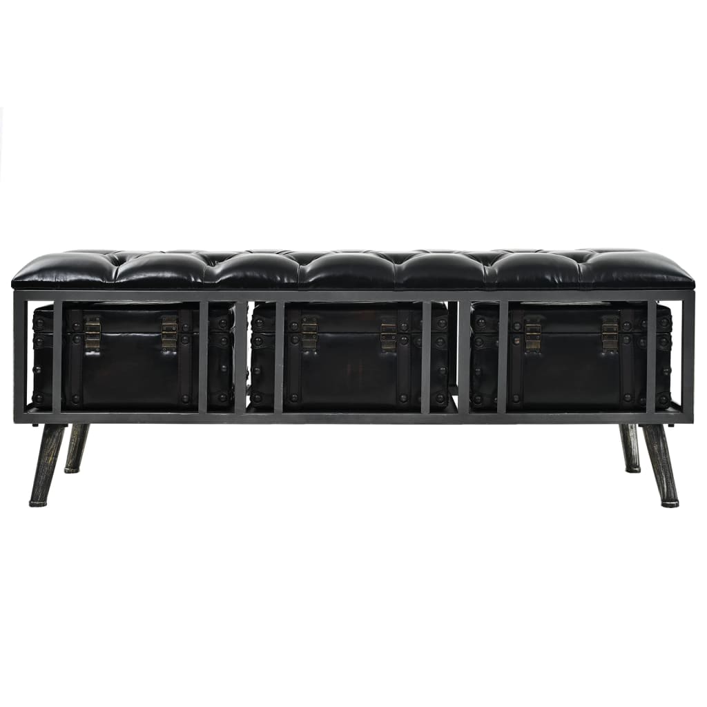 Storage Bench 110 cm Black Artificial Leather - OLBRIT