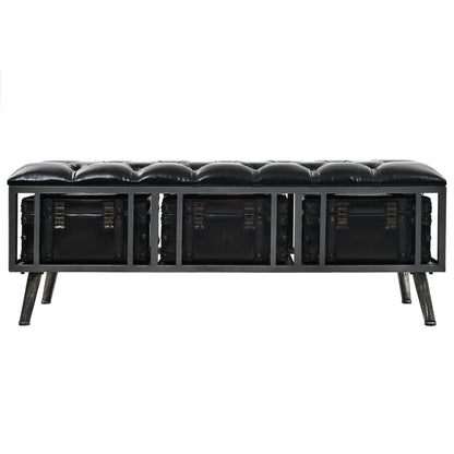 Storage Bench 110 cm Black Artificial Leather - OLBRIT