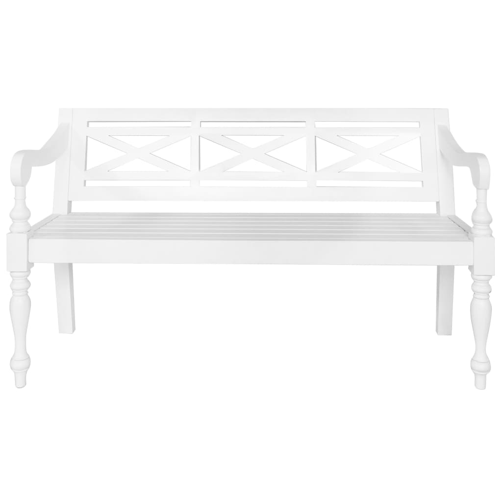 Batavia Bench 123 cm Solid Mahogany Wood White - OLBRIT