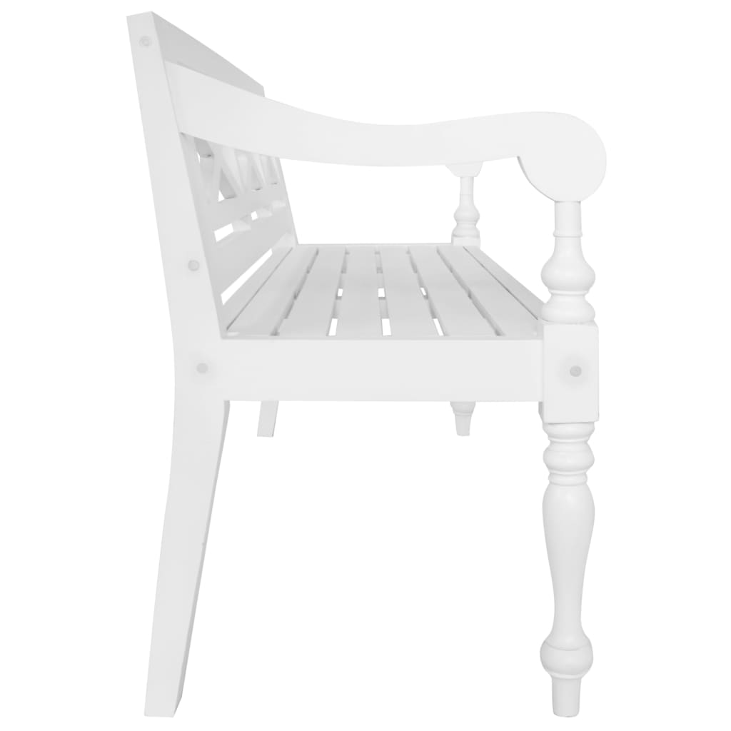Batavia Bench 123 cm Solid Mahogany Wood White - OLBRIT