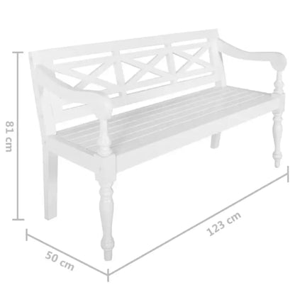 Batavia Bench 123 cm Solid Mahogany Wood White - OLBRIT