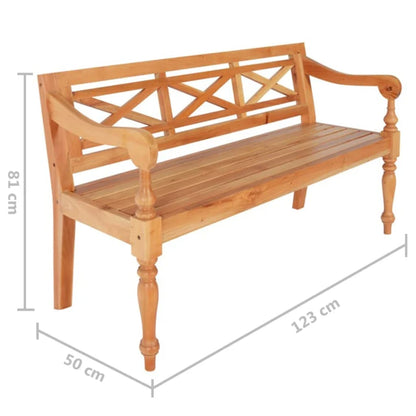 Batavia Bench 123 cm Solid Mahogany Wood Light Brown - OLBRIT