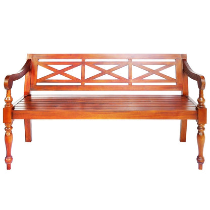 Batavia Bench 123 cm Solid Mahogany Wood Dark Brown - OLBRIT