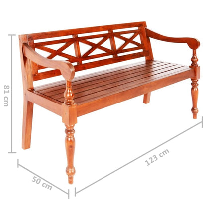 Batavia Bench 123 cm Solid Mahogany Wood Dark Brown - OLBRIT