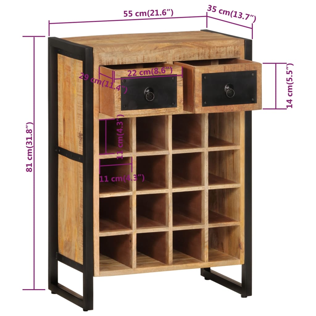 Wine Rack for 16 Bottles Solid Wood Mango - OLBRIT