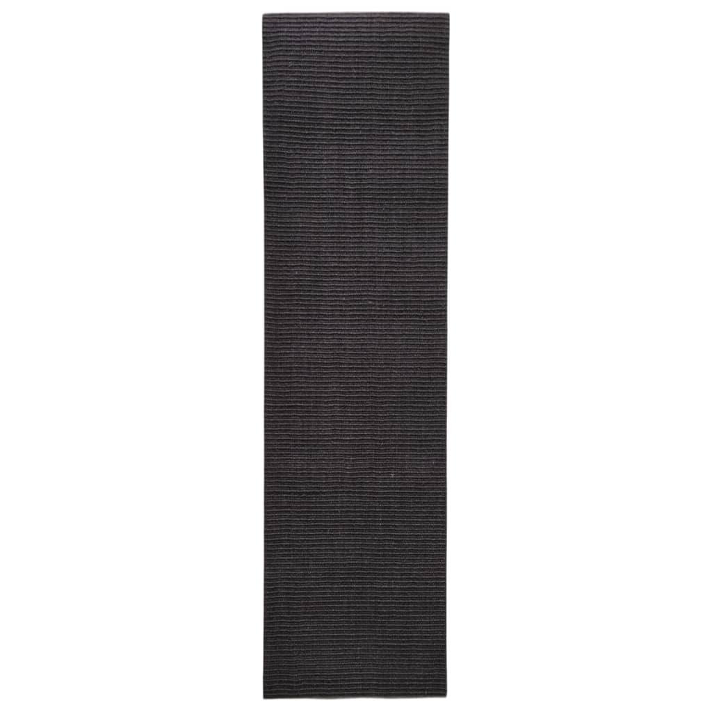 Rug Natural Sisal 66x250 cm Black - OLBRIT