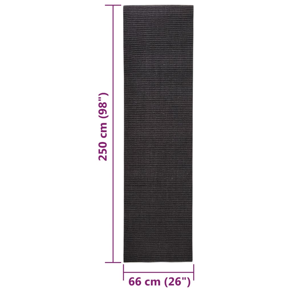 Rug Natural Sisal 66x250 cm Black - OLBRIT