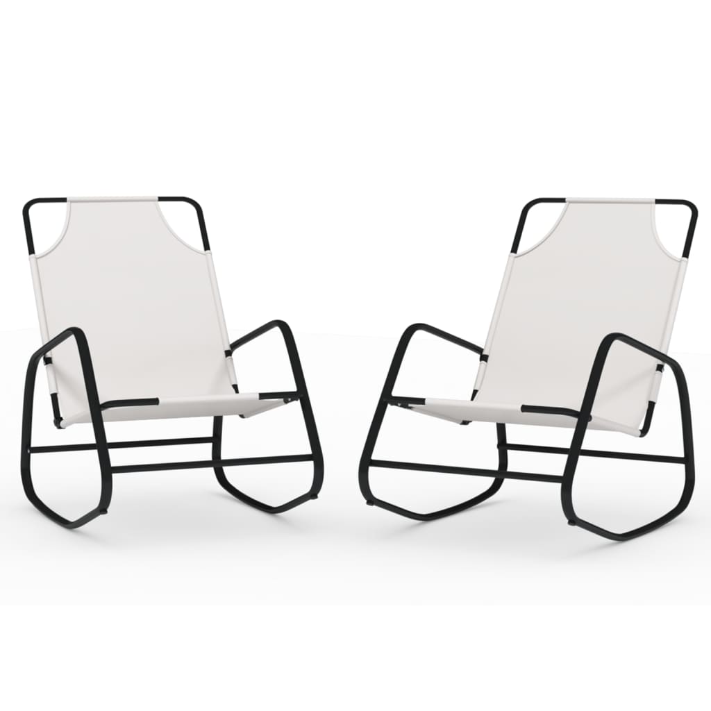 Rocking Sun Loungers 2 pcs Cream Steel and Textilene - OLBRIT