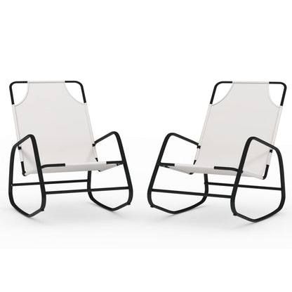 Rocking Sun Loungers 2 pcs Cream Steel and Textilene - OLBRIT