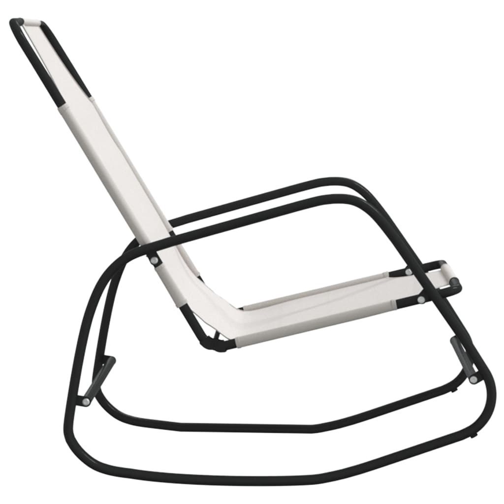 Rocking Sun Loungers 2 pcs Cream Steel and Textilene - OLBRIT
