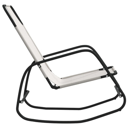 Rocking Sun Loungers 2 pcs Cream Steel and Textilene - OLBRIT
