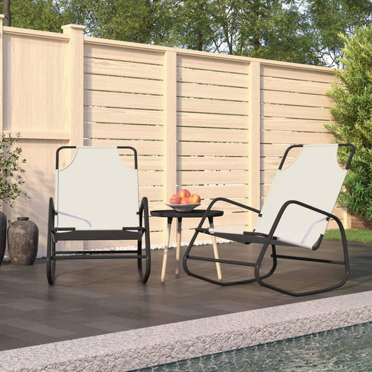 Rocking Sun Loungers 2 pcs Cream Steel and Textilene - OLBRIT