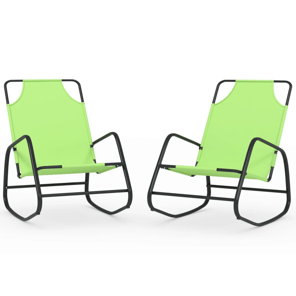 Rocking Sun Loungers 2 pcs Green Steel and Textilene - OLBRIT