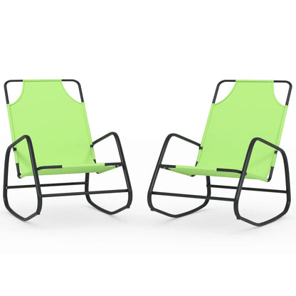 Rocking Sun Loungers 2 pcs Green Steel and Textilene - OLBRIT